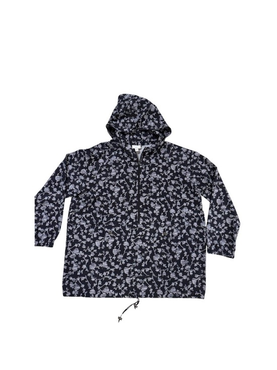 J. Jill Fit On-The-Go Zip Front Hooded Jacket size M Wind Breaker Black Floral - Picture 4 of 12